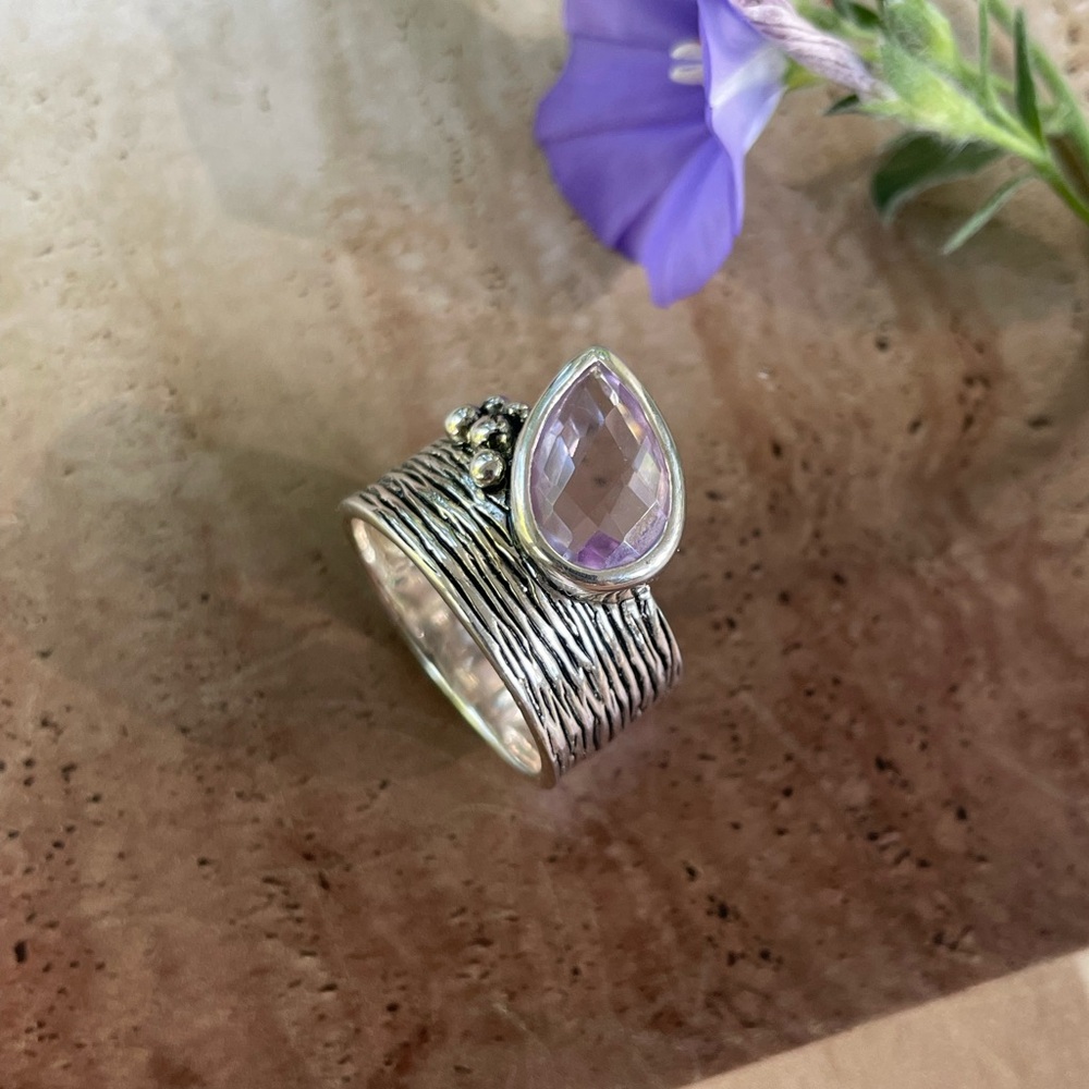 925 Sterling Silver Amethyst ring, stunning ring in pure silver size US 7,8,9 - Picture 5 of 8